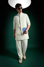 Aquatic Bloom(Flower) - Hand Embroidered Designer Bundi