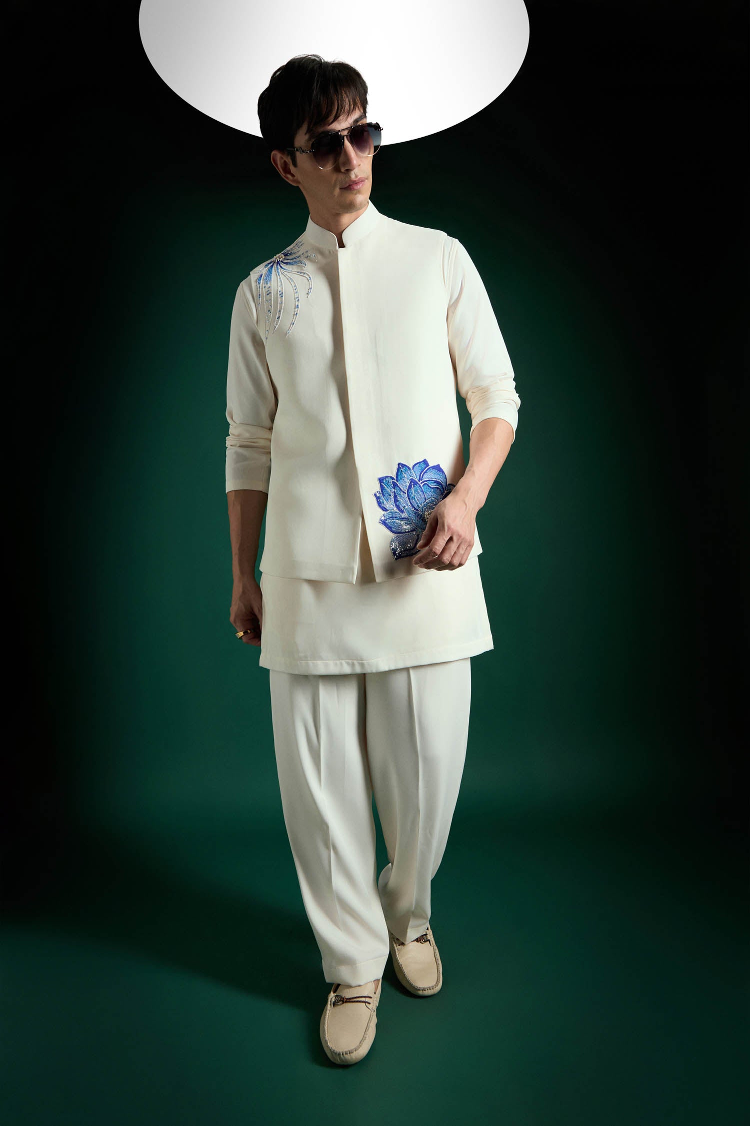 Aquatic Bloom(Flower) - Hand Embroidered Designer Bundi