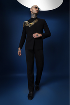 Eagle Hand Embroidered Bandhgala - Black