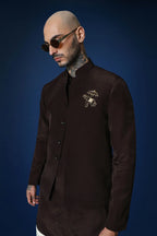 Swaagat Nahin Karoge Humara Hand Embroidered Bundi Set - Brown