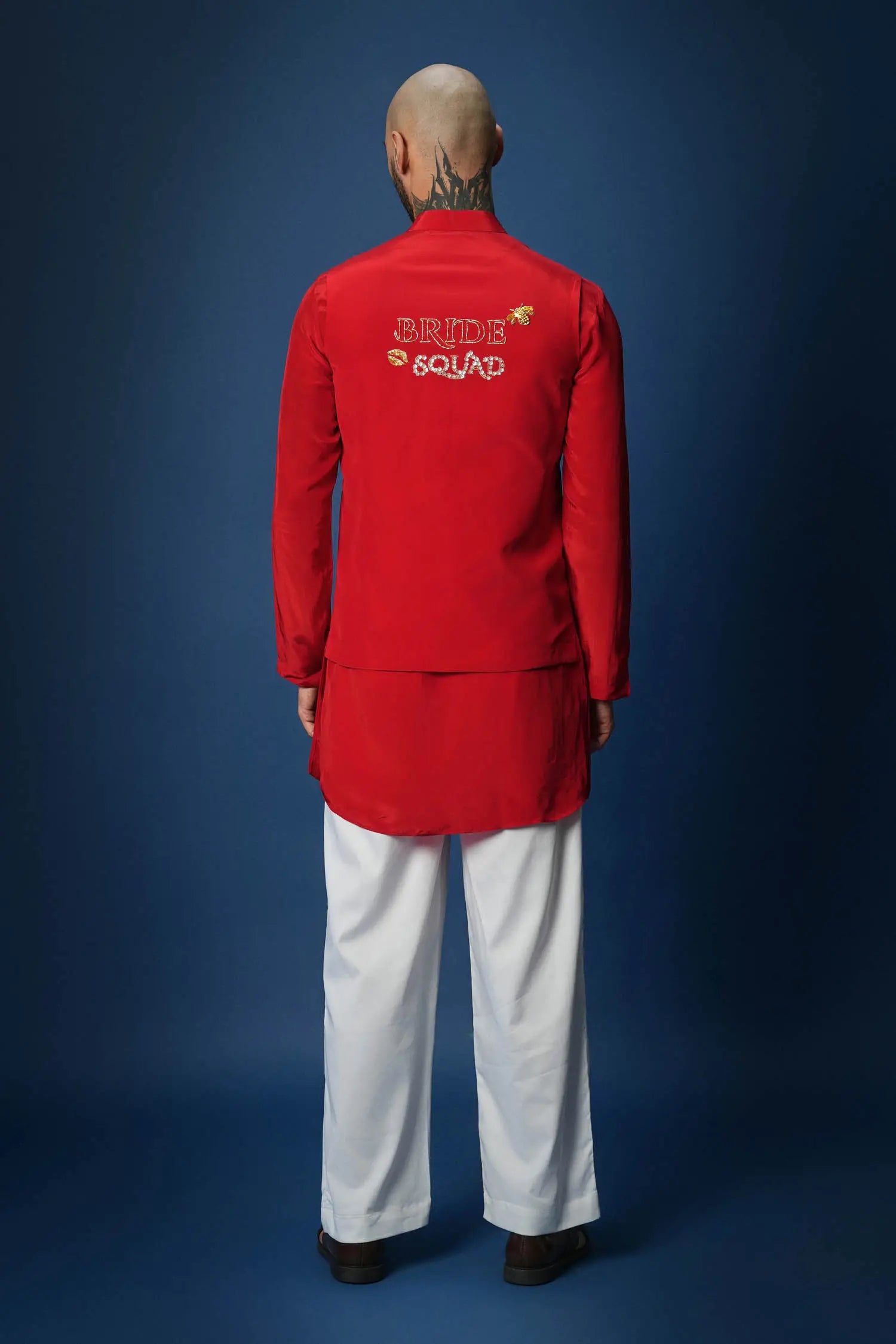 Bride Squad Hand Embroidered Bundi Set - Red