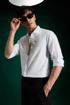 Static Brat Simpson White - Hand Embroidered Designer Shirt
