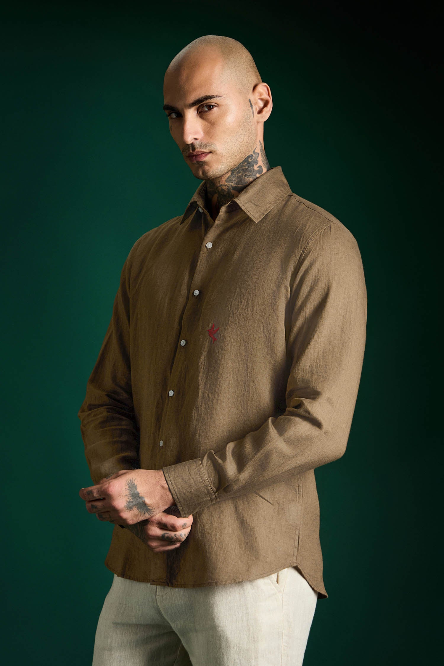 Bird Irish Linen Shirt - Cocoa Brown