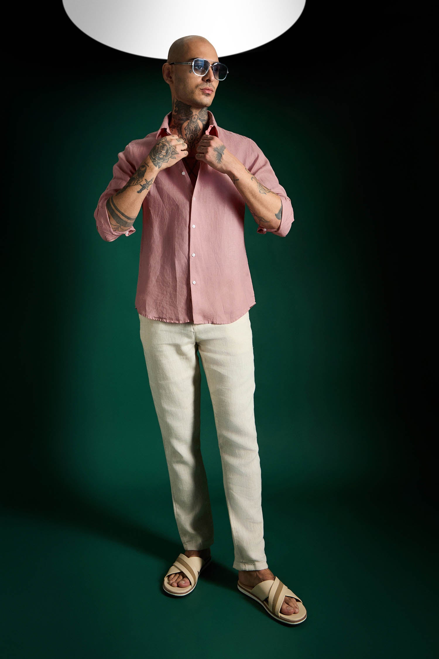 Irish Linen Shirt - Salmon Pink