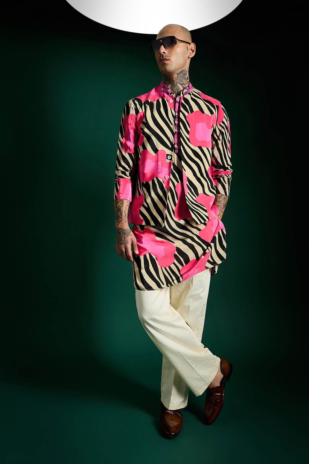 Wild Stripes Hand Embroidered Designer Bundi Set