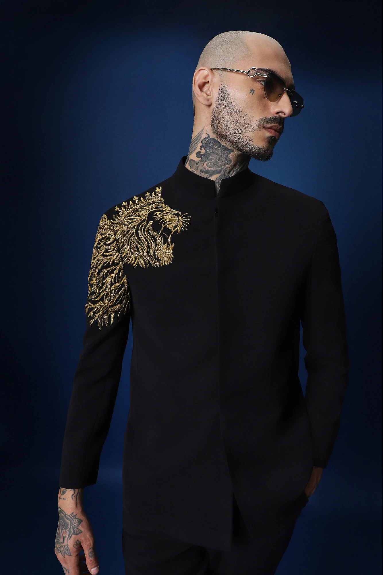 Narasimha Hand Embroidered Bandhgala - Black