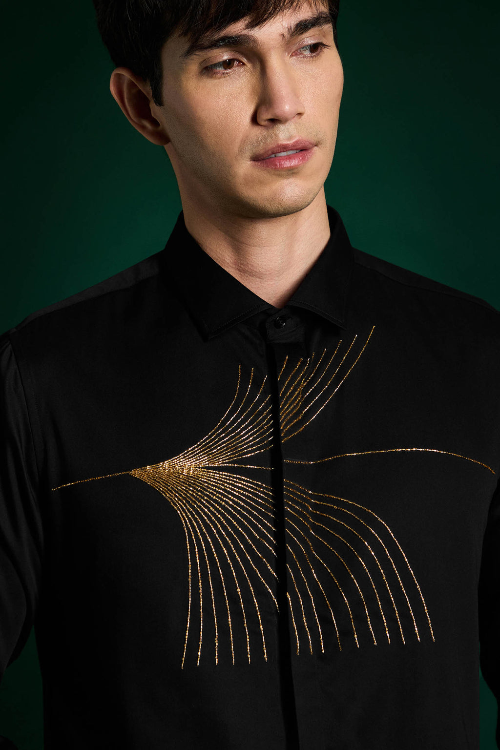 Sparkler Black - Hand Embroidered Designer Shirt