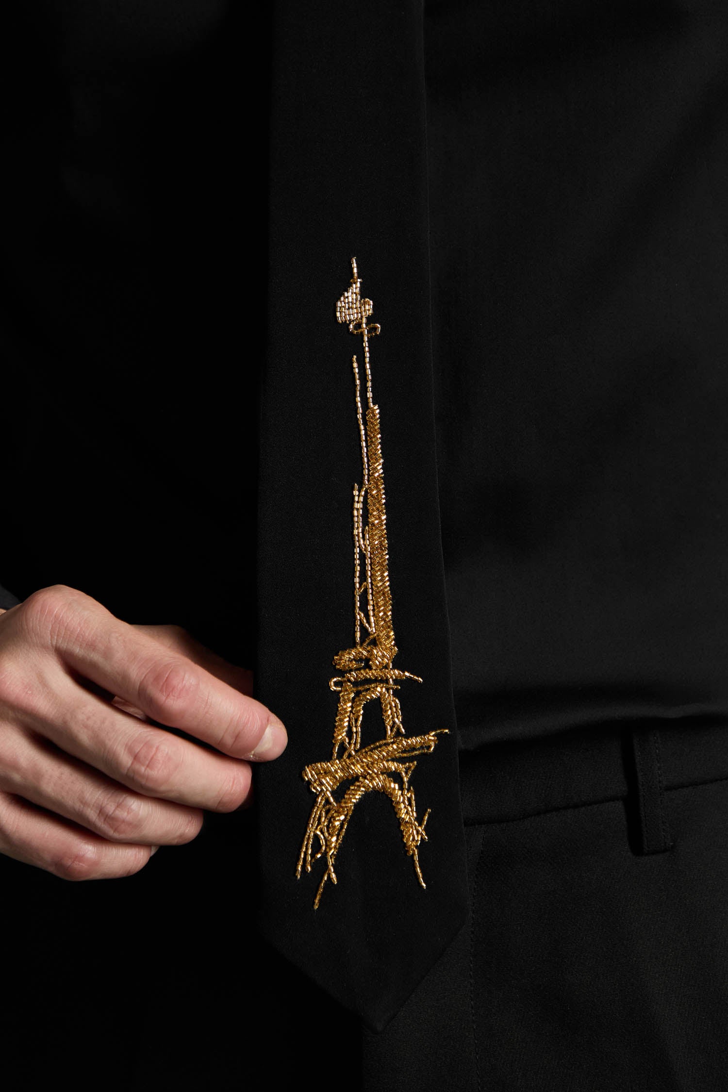 Eiffel Tower- Hand Embroidered Designer Tie