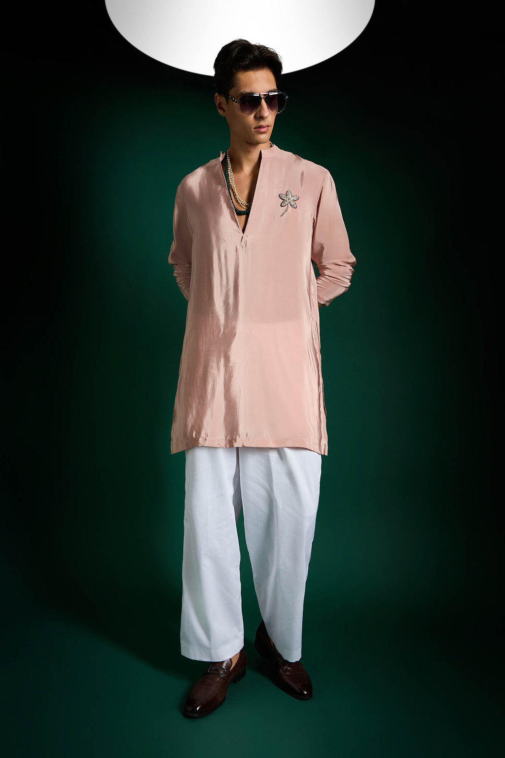 Lamina Hand Embroidered Designer Kurta - Dusky Pink