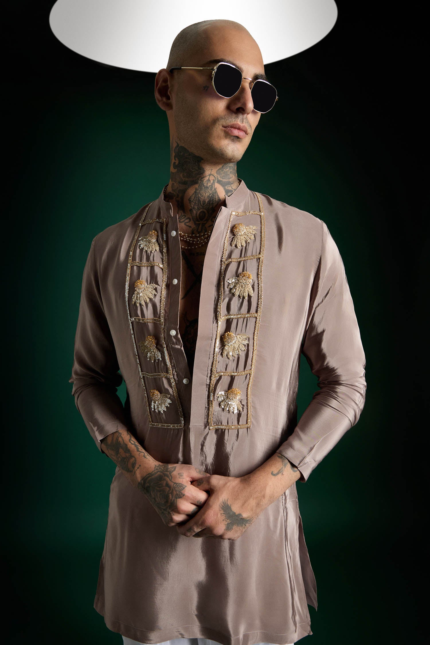 Bud Hand Embroidered Designer Kurta - Lilac Luster