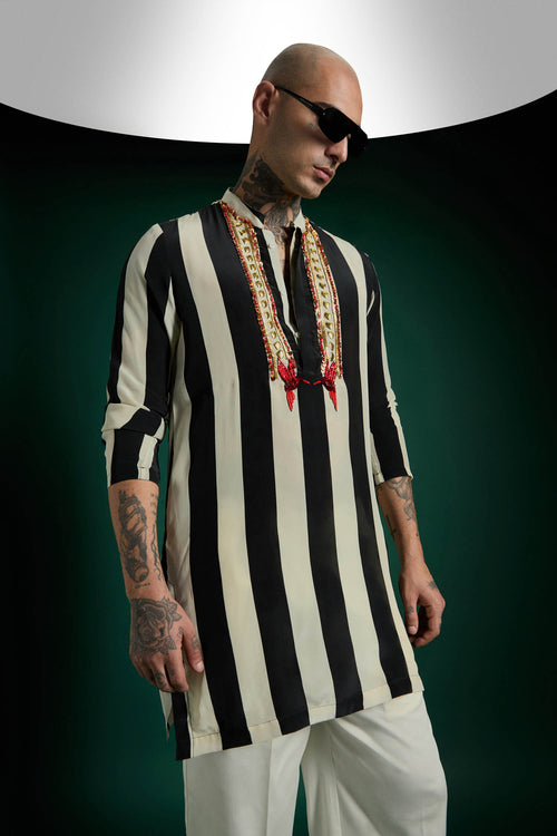 Regalia Hand Embroidered Designer Kurta - Black
