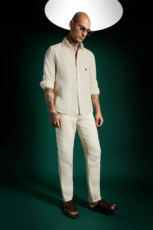 Bird Irish Linen Shirt - Ivory