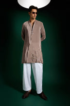 Petals Hand Embroidered Designer Kurta - Lilac Luster