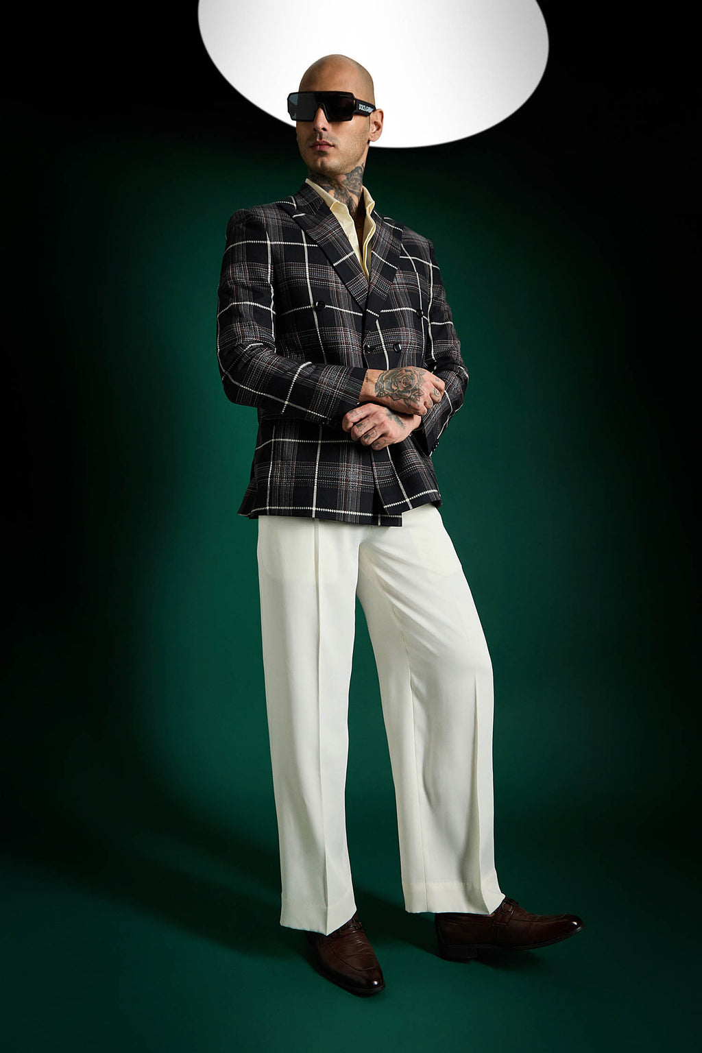 The Boardroom Tartan Checks Blazer - Black