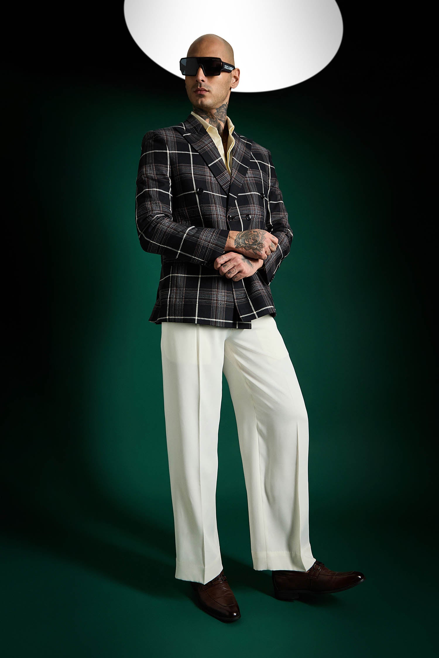 The Boardroom Tartan Checks Blazer - Black