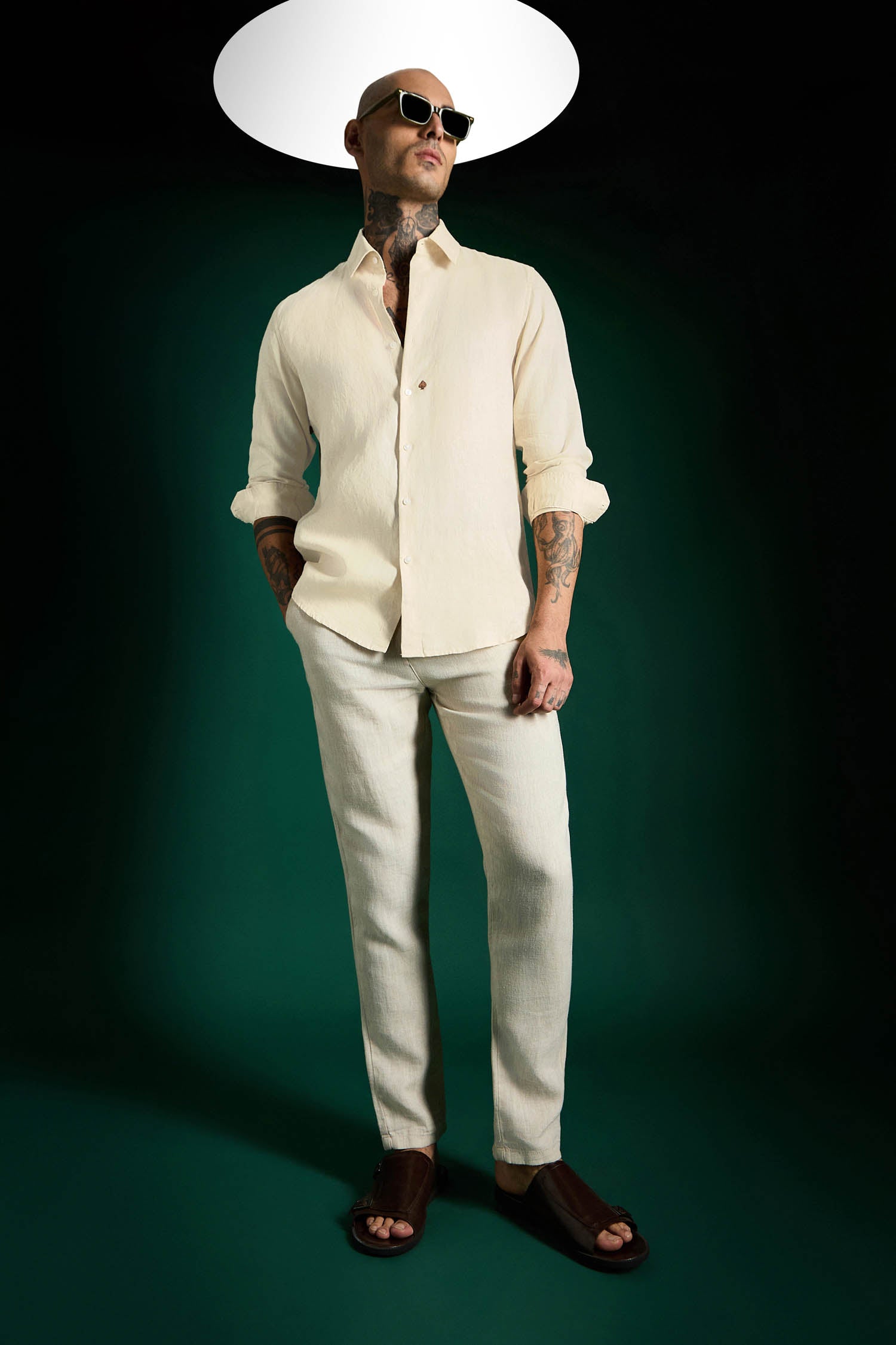 Ivory Spade Irish Linen Shirt - Ivory
