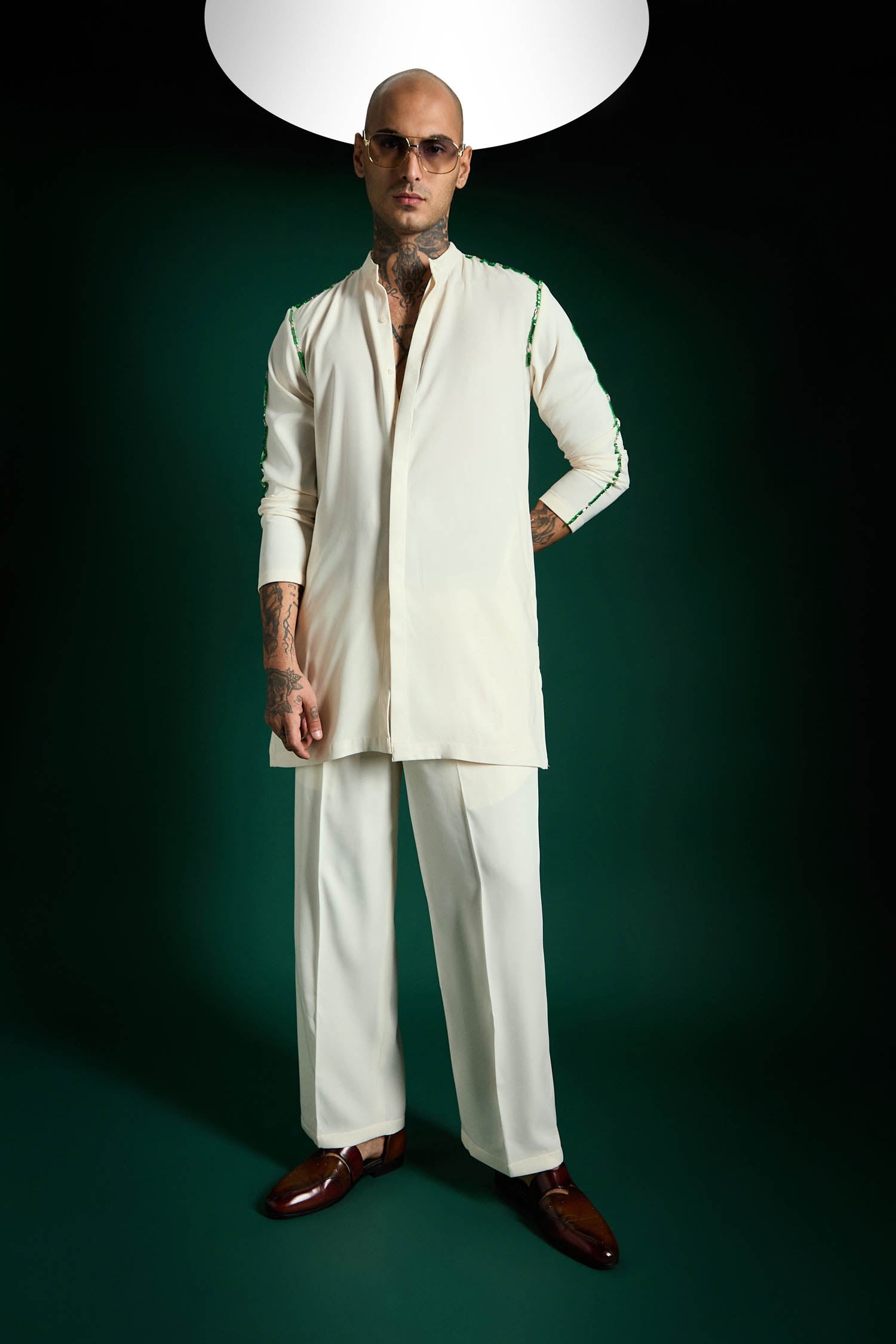 Cue Hand Embroidered Designer Kurta Set - Ivory