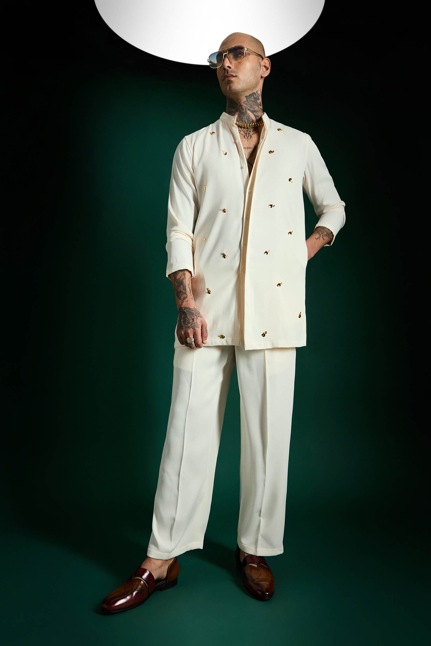 Relic Hand Embroidered Designer Kurta Set - Ivory