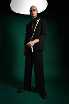 Double Lapel The Board Room Designer Blazer Set - Black