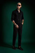 Forms- Hand Embroidered Designer Shirt - Black