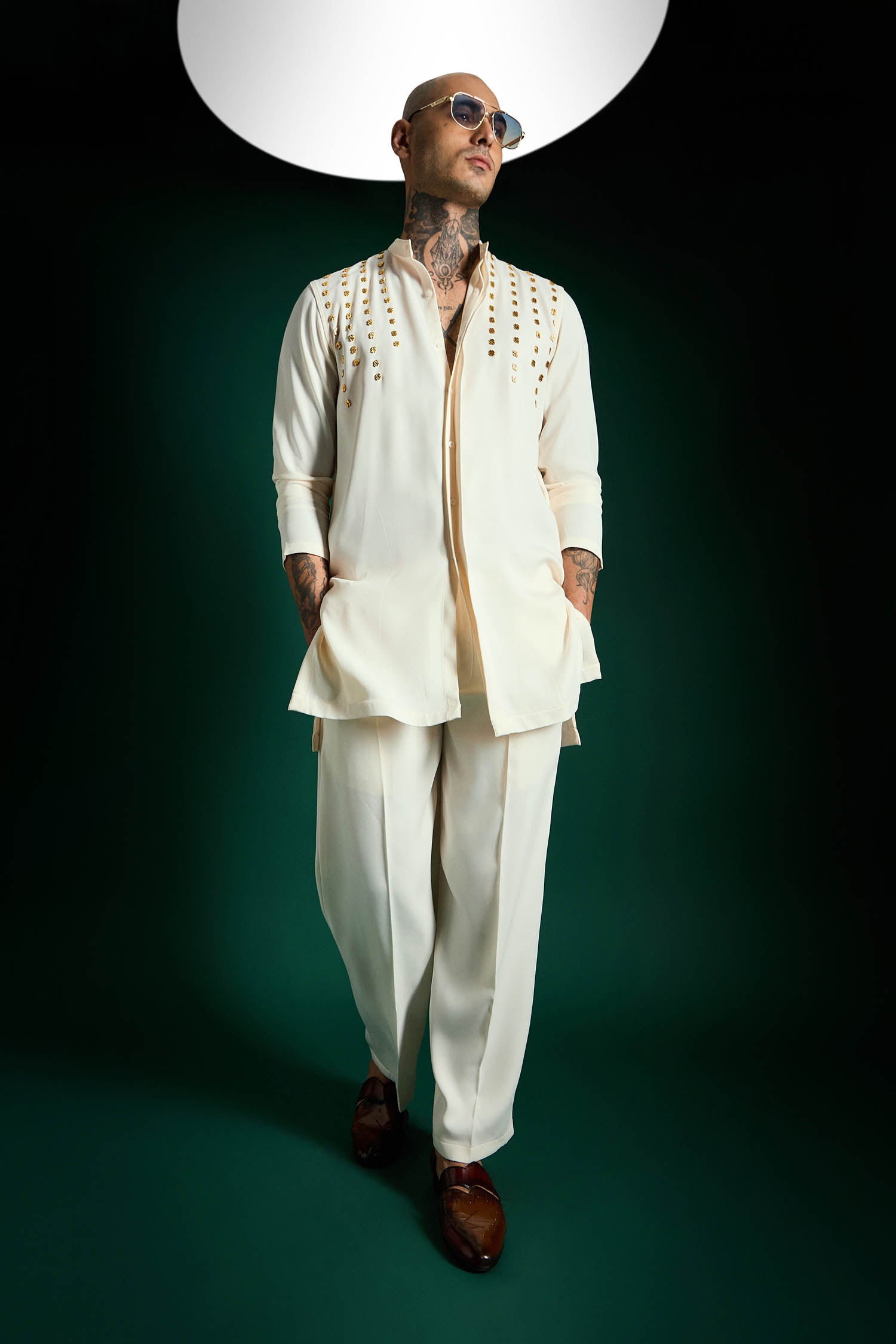 Cove Hand Embroidered Designer Kurta Set - Ivory