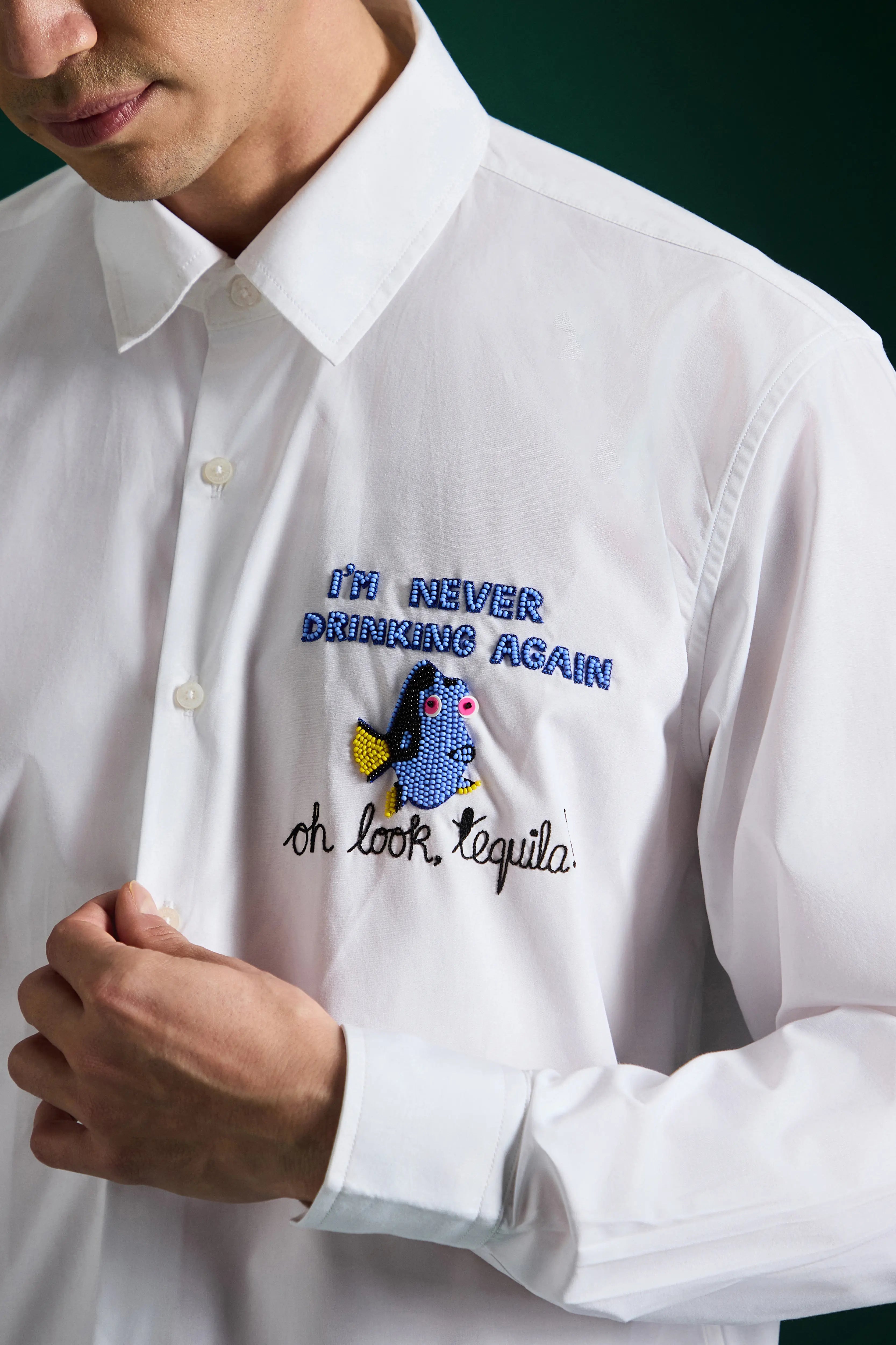 I Am Never Drinking Again Hand Embroidered Designer Shirt