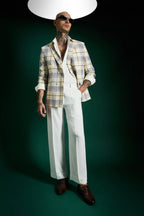 The Board Room Blazer Tartan Checks - Ecru White