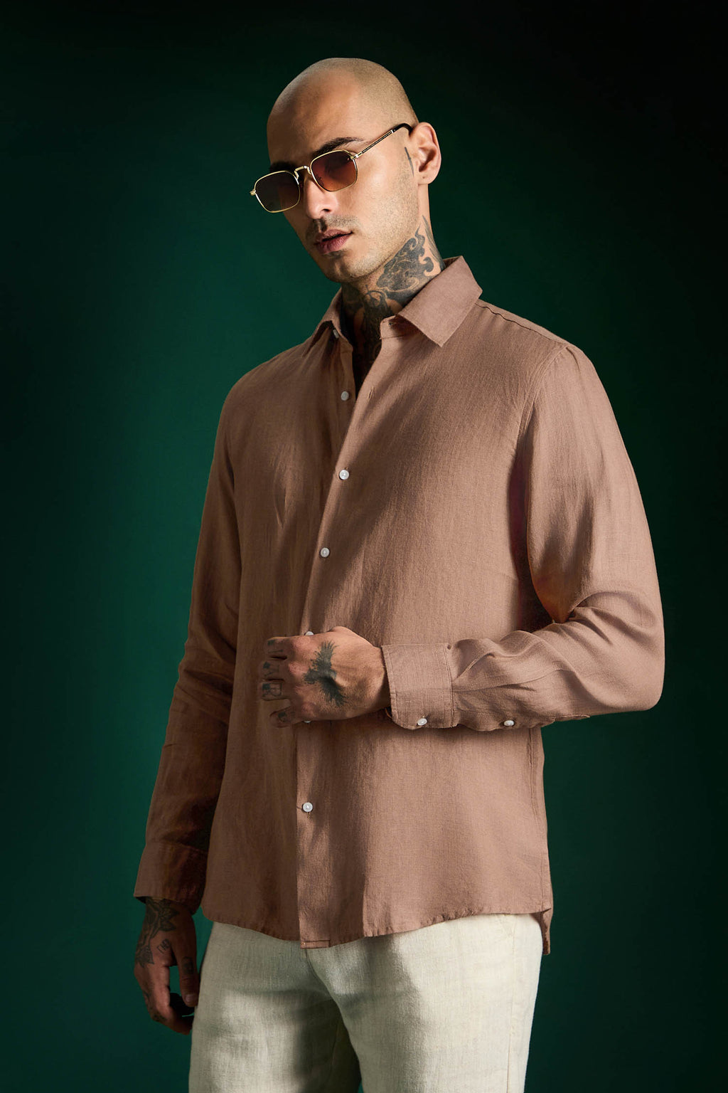 Irish Linen Shirt - Mocha Brown