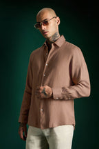 Irish Linen Shirt - Mocha Brown