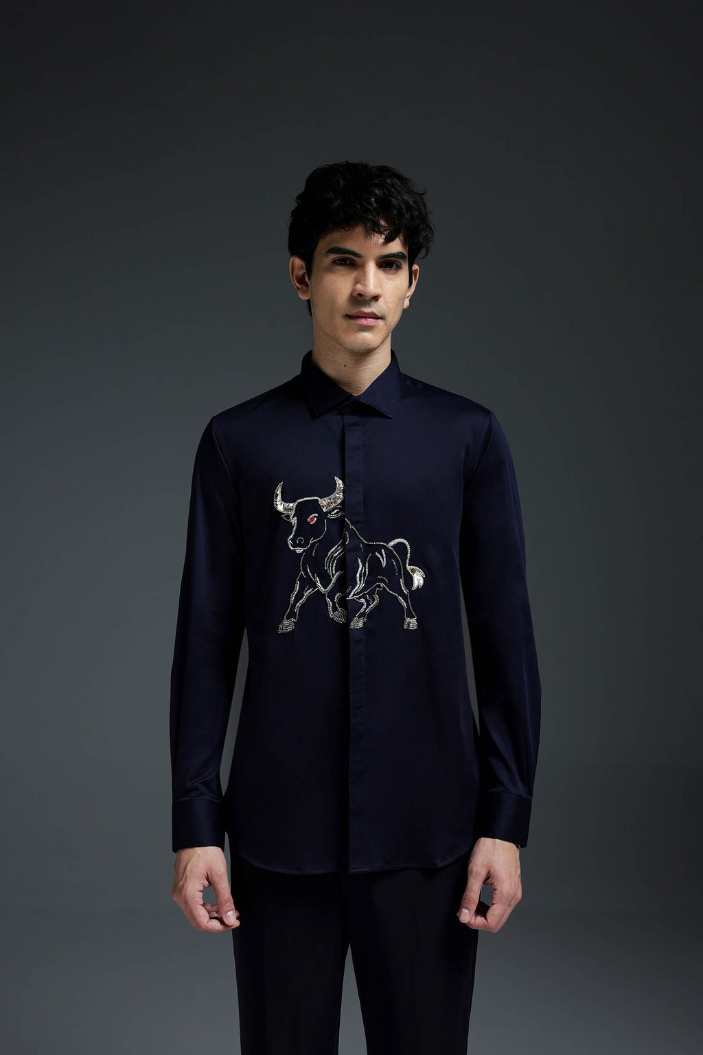 Gini(Bull) - Hand Embroidered Designer Shirt