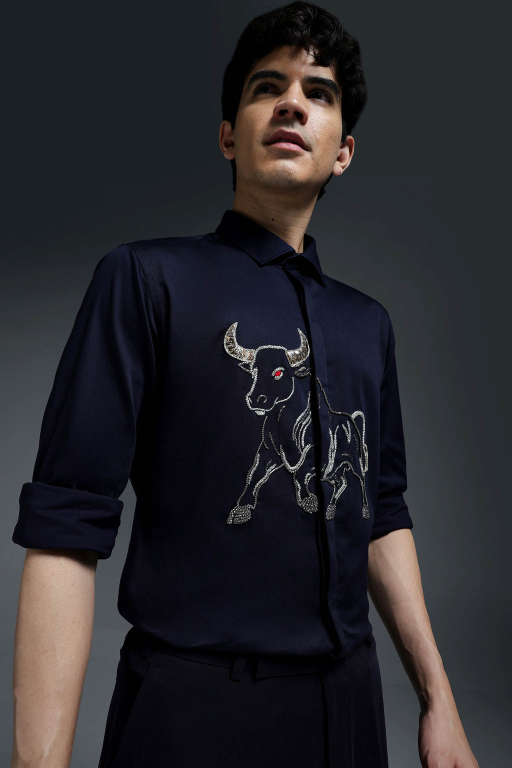 Gini(Bull) - Hand Embroidered Designer Shirt