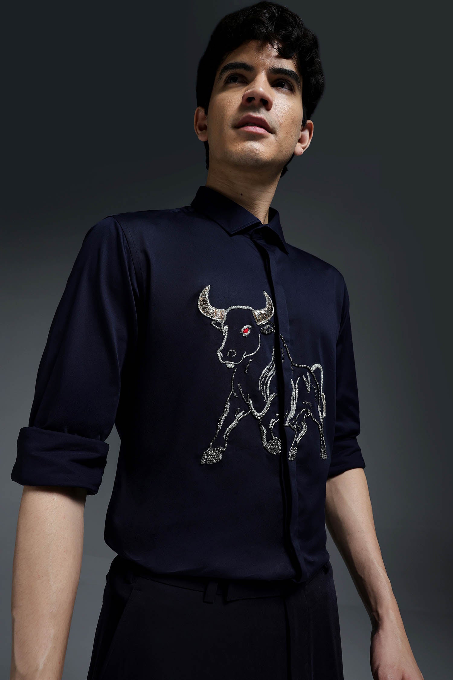Gini(Bull) - Hand Embroidered Designer Shirt