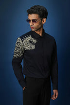 Narasimha embroidered Designer Shirt - Navy