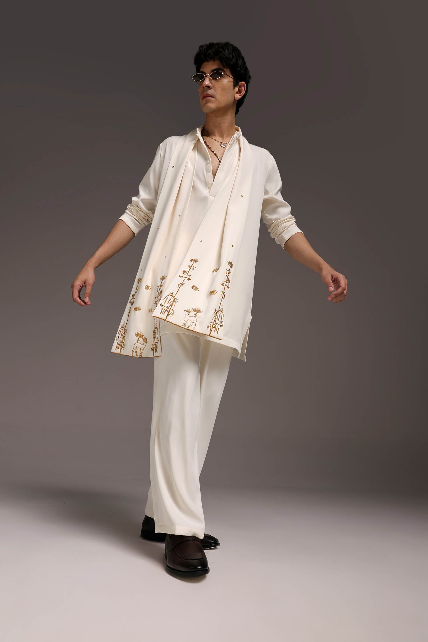Roe - Hand Embroidered Designer Shawl