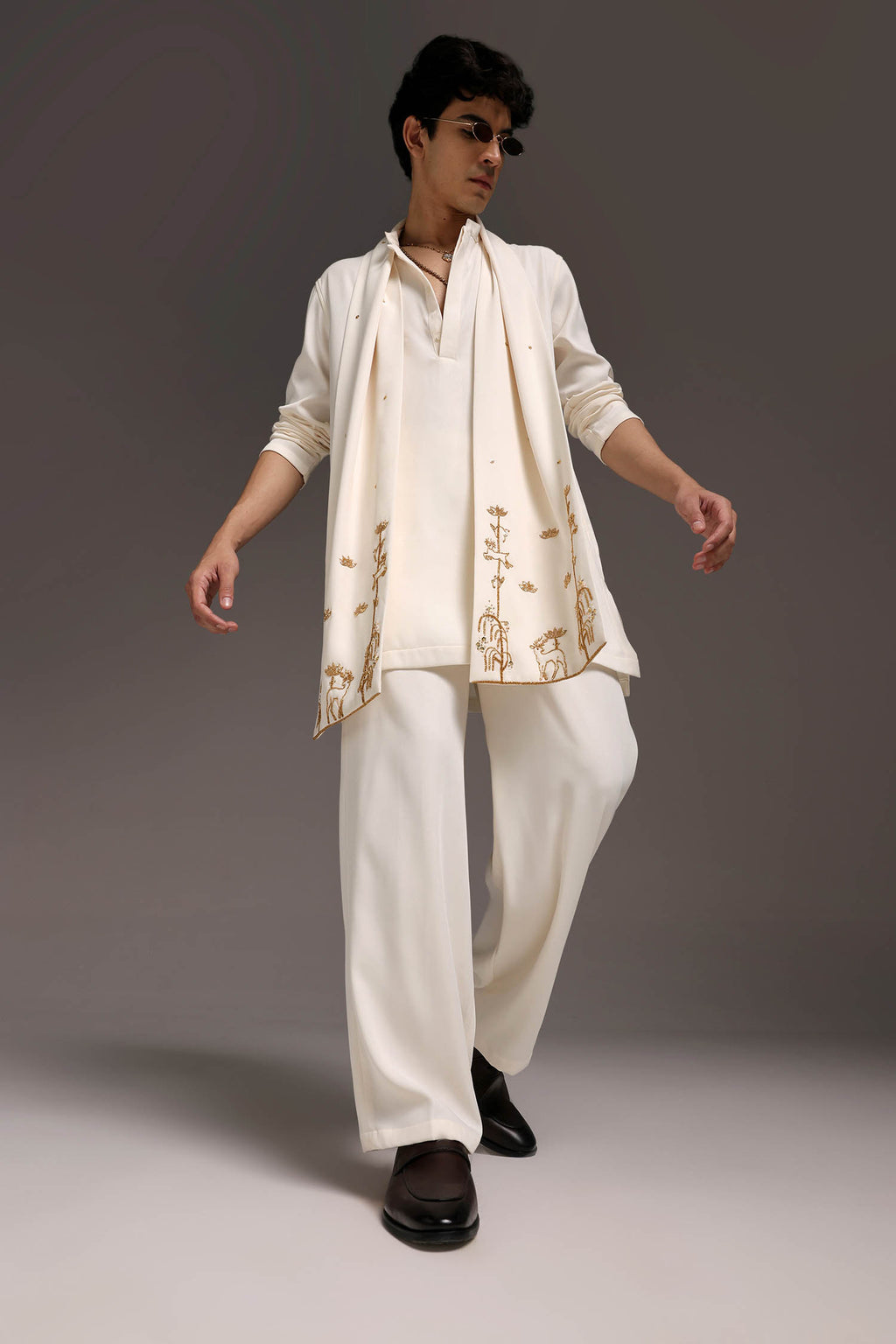 Roe - Hand Embroidered Designer Shawl
