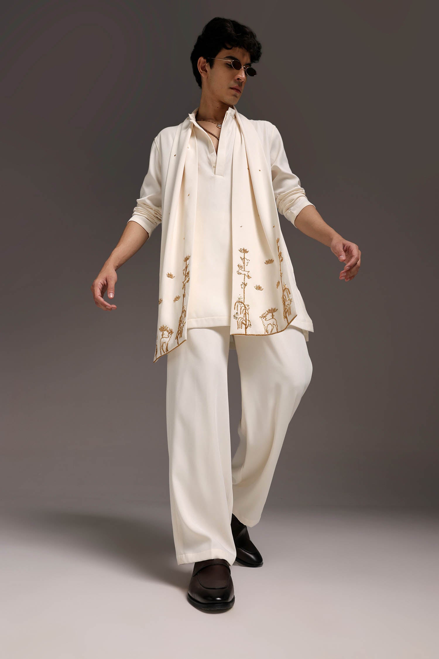Roe - Hand Embroidered Designer Shawl