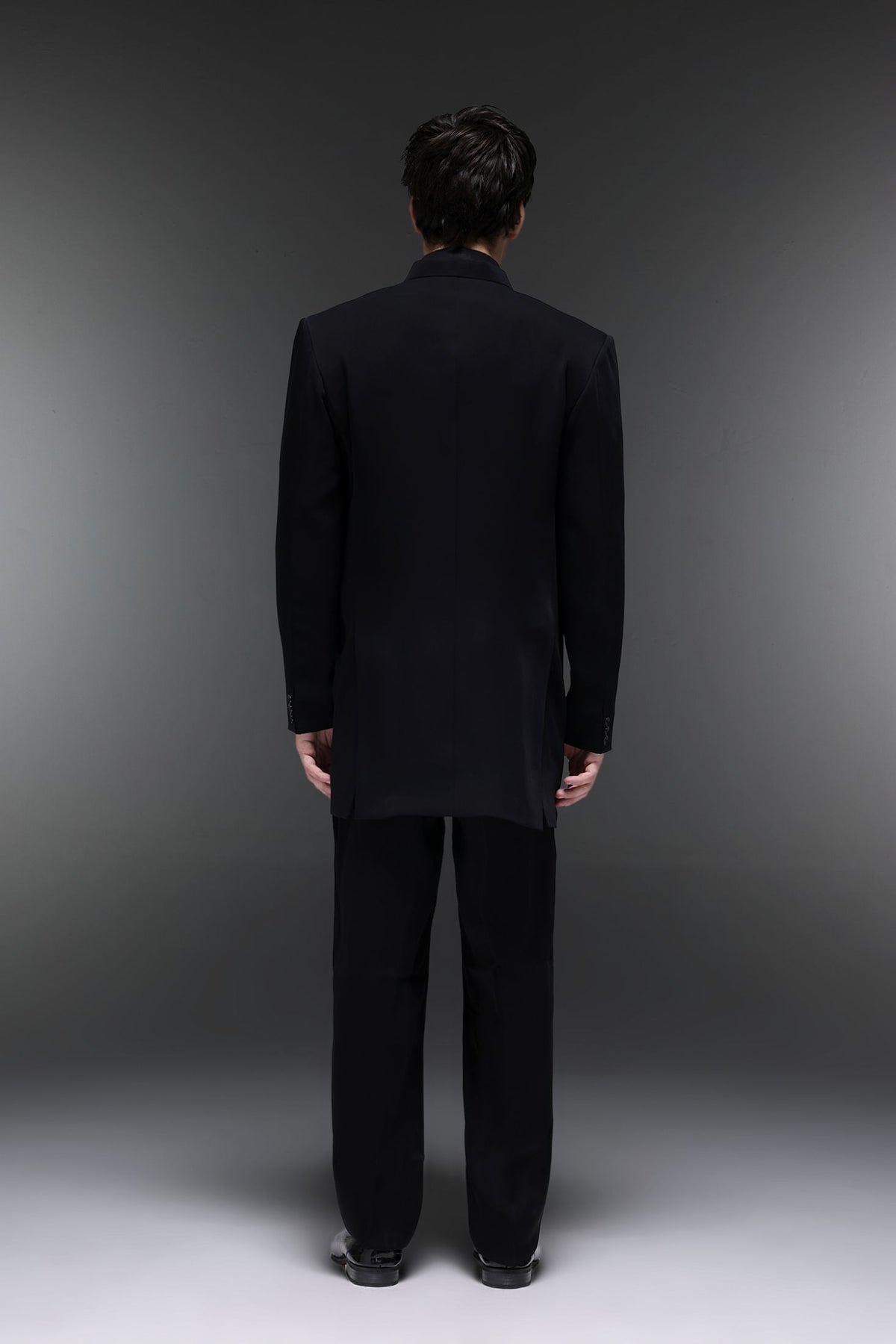 Goldline - Hand Embroidered Jacket With Organza Shirt - Black