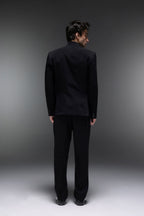 Tusk(Elephant) - Hand Embroidered Bandhgala - Black