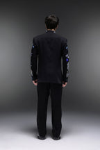 Jungle Paradise - Hand Embroidered Bandhgala - Black