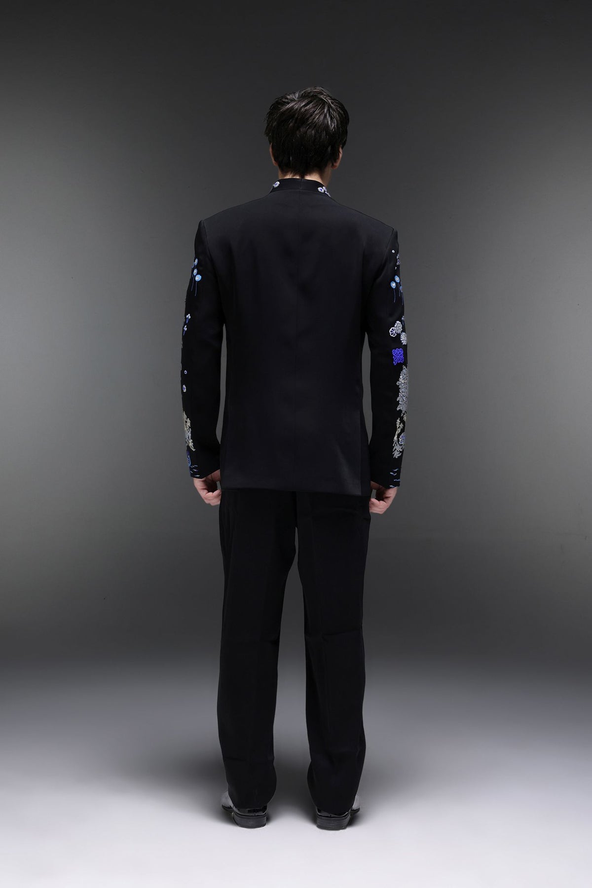 Jungle Paradise - Hand Embroidered Bandhgala - Black