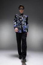 Jungle Paradise - Hand Embroidered Bandhgala - Black