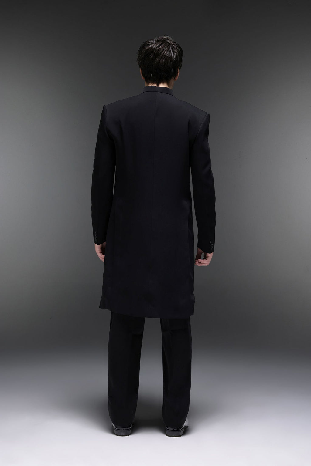 Solitare(Rhinestones) (SRK) - Hand Embroidered Bandhgala - Black