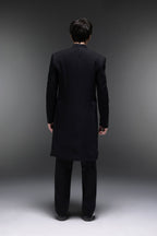 Solitare(Rhinestones) (SRK) - Hand Embroidered Bandhgala - Black