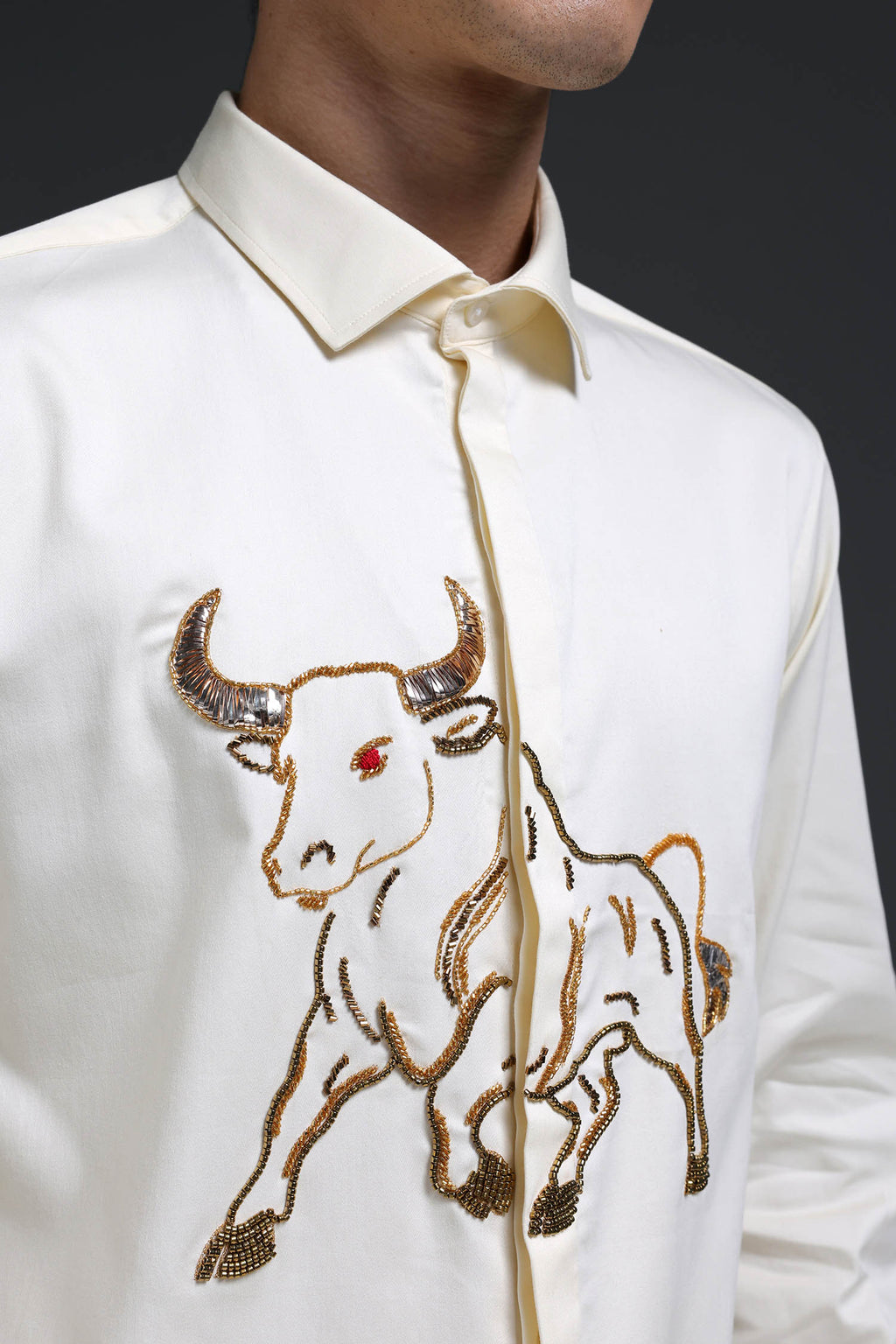 Gini(Bull) - Hand Embroidered Designer Shirt