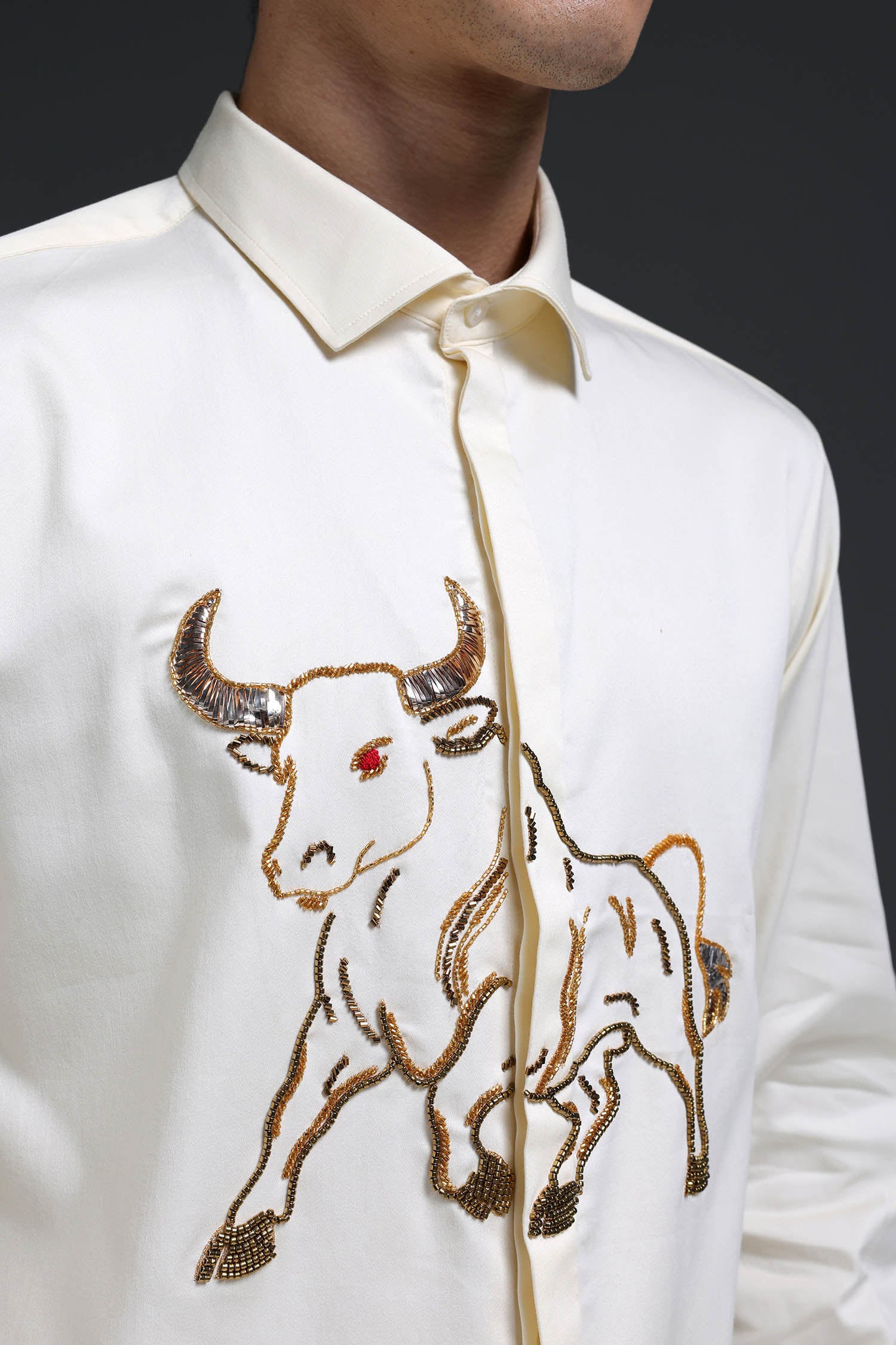 Gini(Bull) - Hand Embroidered Designer Shirt