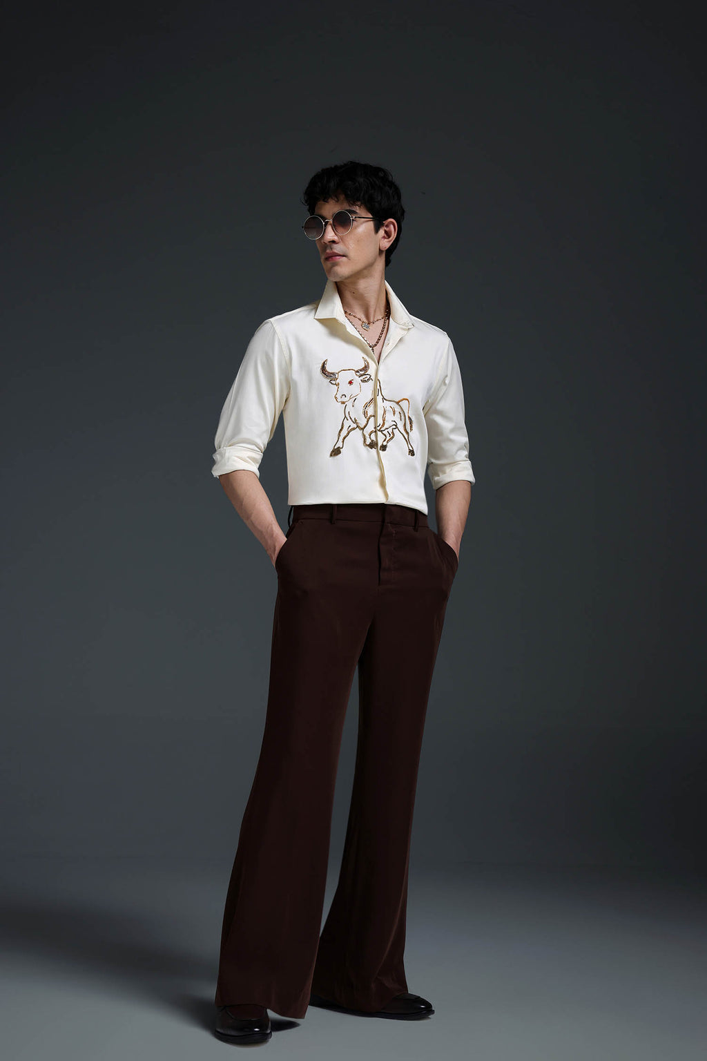 Gini(Bull) - Hand Embroidered Designer Shirt