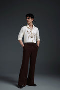 Gini(Bull) - Hand Embroidered Designer Shirt - Ivory
