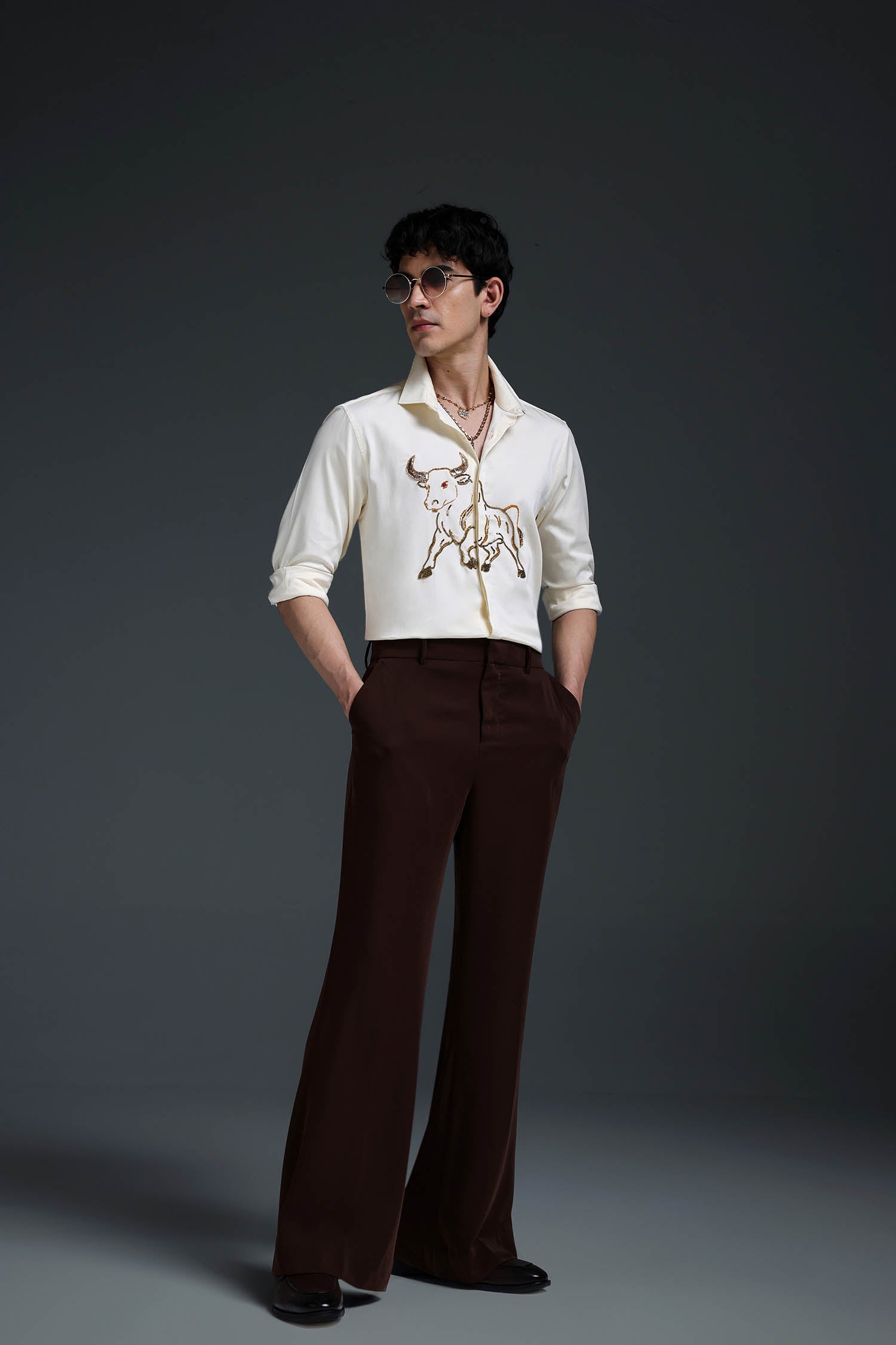 Gini(Bull) - Hand Embroidered Designer Shirt