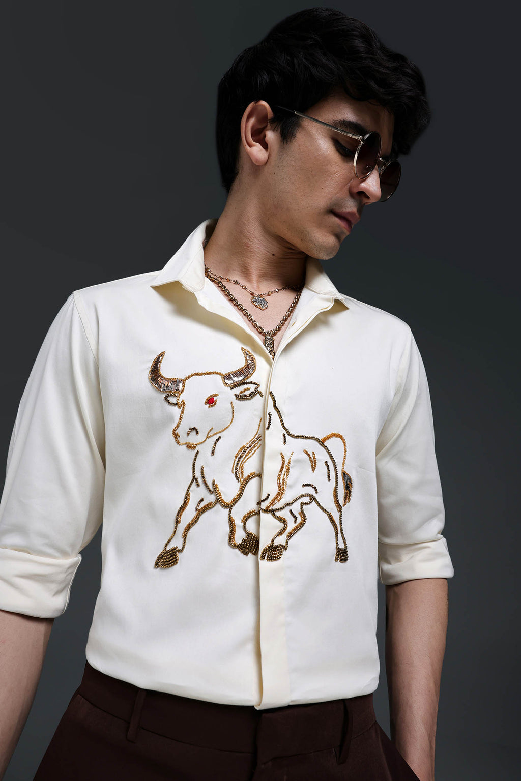 Gini(Bull) - Hand Embroidered Designer Shirt