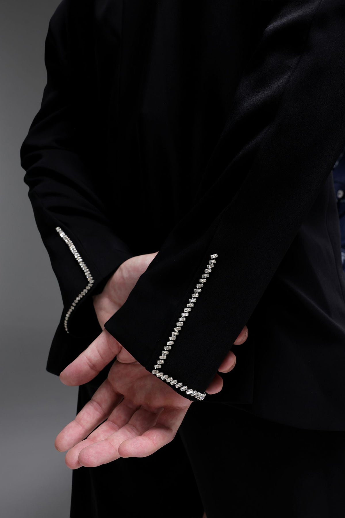 Lucid (Rhinestones) - Hand Embroidered Designer Tuxedo - Black